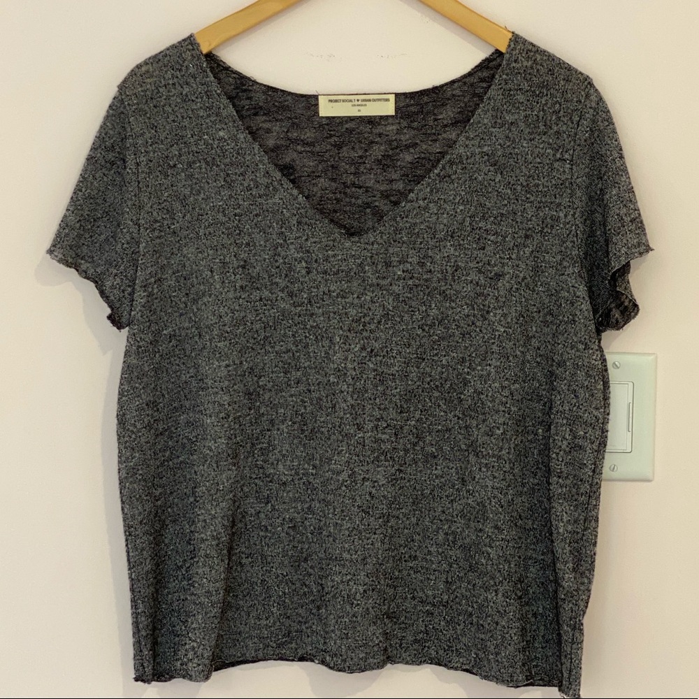 Urban Outfitters Grey Burnout Vneck Tee